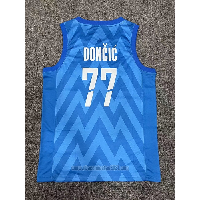 Camiseta Slovenia Luka Doncic #77 Segunda Azul